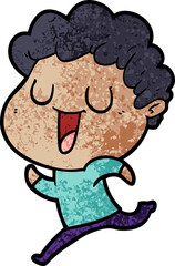 Obraz premium laughing cartoon man running