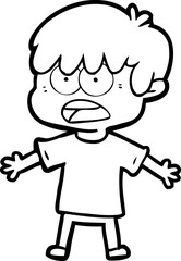 worried cartoon boy