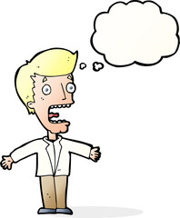 cartoon screaming man with thought bubble