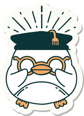 sticker of a tattoo style educated robin