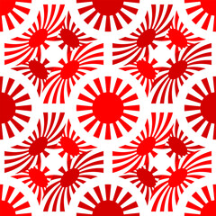 japanese flag pattern. tracery design. sun background. vector illustration