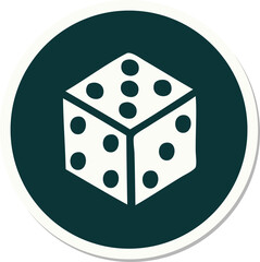 sticker of tattoo in traditional style of a dice