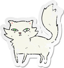 retro distressed sticker of a cartoon cat