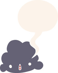 cartoon cloud with speech bubble in retro style