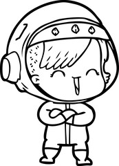 cartoon laughing astronaut girl