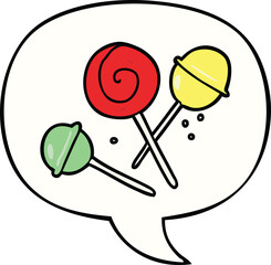 cartoon traditional lollipop with speech bubble