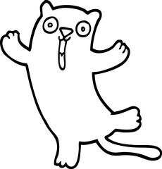 black and white cartoon happy cat