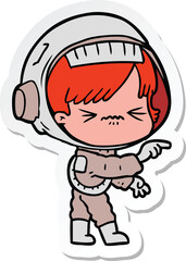 sticker of a angry cartoon space girl