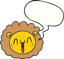 cartoon lion face with speech bubble
