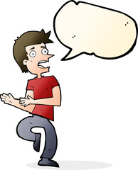cartoon stressed out man with speech bubble