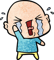 cartoon crying bald man