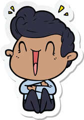 sticker of a cartoon excited man