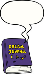 cartoon dream journal with speech bubble