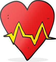 freehand drawn cartoon heart rate pulse symbol
