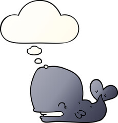 cartoon whale with thought bubble in smooth gradient style