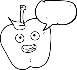 freehand drawn speech bubble cartoon apple