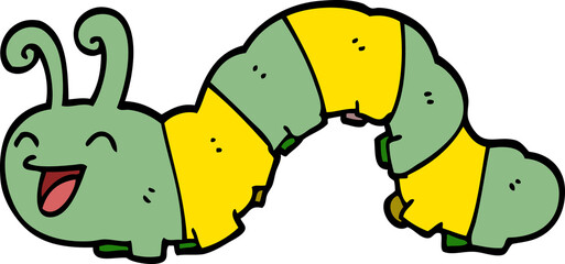 cartoon doodle laughing caterpillar