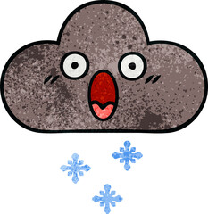 retro grunge texture cartoon of a storm snow cloud