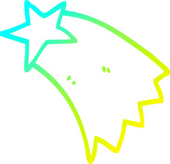 cold gradient line drawing of a cartoon shooting star