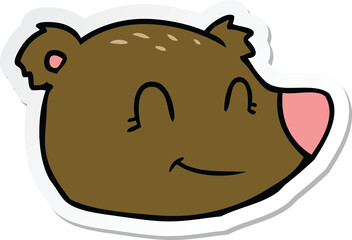 sticker of a cartoon happy bear face