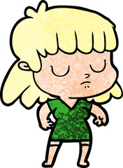 cartoon indifferent woman