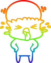 rainbow gradient line drawing of a weird cartoon alien