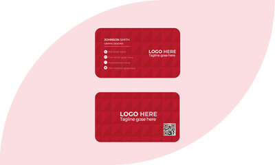 Clean Corporate Business Card Layout with Red Patterned Accents