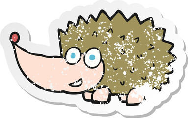 retro distressed sticker of a cartoon hedgehog