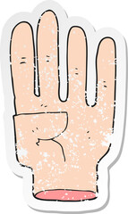 retro distressed sticker of a cartoon hand
