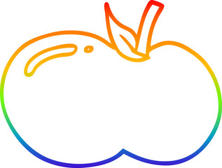 rainbow gradient line drawing of a cartoon apple