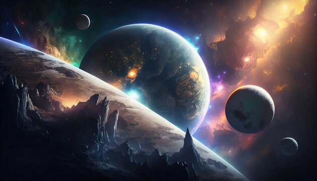 Cosmic background spirituality meditation new quality universal colorful technology design illustration image, generative ai