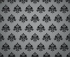 Foto op Canvas Floral pattern. Vintage wallpaper in the Baroque style. Seamless vector background. Black and gray ornament for fabric, wallpaper, packaging. Ornate Damask flower ornament © ELENA