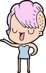 cute cartoon girl with hipster haircut