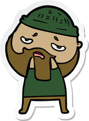 sticker of a cartoon worried man with beard