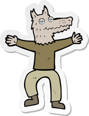 sticker of a cartoon wolf man