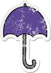 distressed sticker of a cute cartoon open umbrella