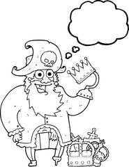 freehand drawn thought bubble cartoon pirate captain
