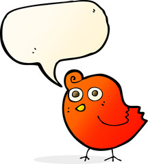 funny cartoon bird with speech bubble