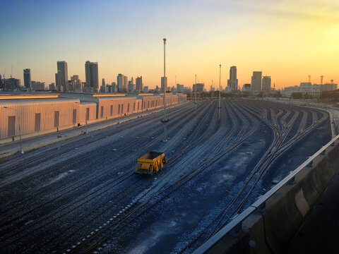 Many Railroad tracks in Bangkok Central Train Station in the evening to prepare for being the big transportation center.