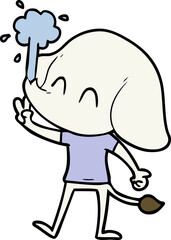 cute cartoon elephant spouting water