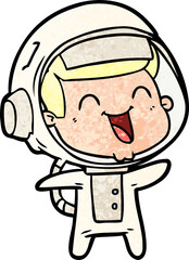 happy cartoon astronaut