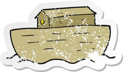 Obraz premium retro distressed sticker of a cartoon noahs ark