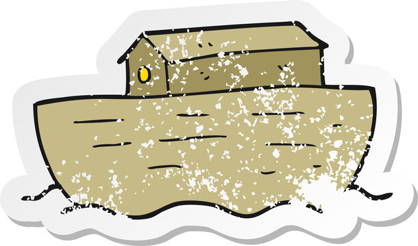 recommend clip art: retro distressed sticker of a cartoon noahs ark