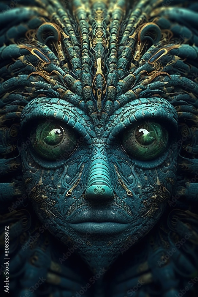 Aufkleber a close up of a face with a strange look on it. generative ai
