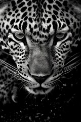 Fototapeta na wymiar a black and white photo of a leopard's face. generative ai