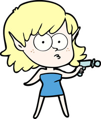 cartoon elf girl with ray gun