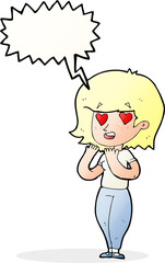 cartoon woman in love with speech bubble