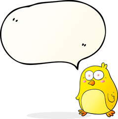 freehand drawn speech bubble cartoon bird