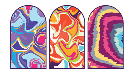 Liquid Psychedelic Frame. Candy colors pink blue orange yellow groovy illusion vector illustration 