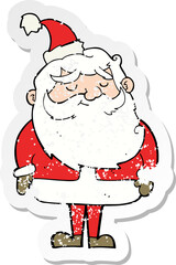 retro distressed sticker of a cartoon santa claus